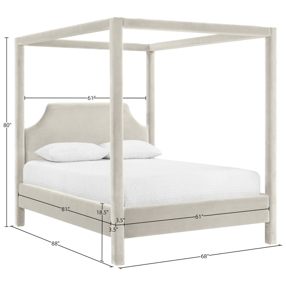 Dawson Cream Velvet Upholstered Queen Bed