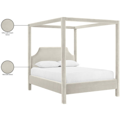 Dawson Cream Velvet Upholstered Queen Bed
