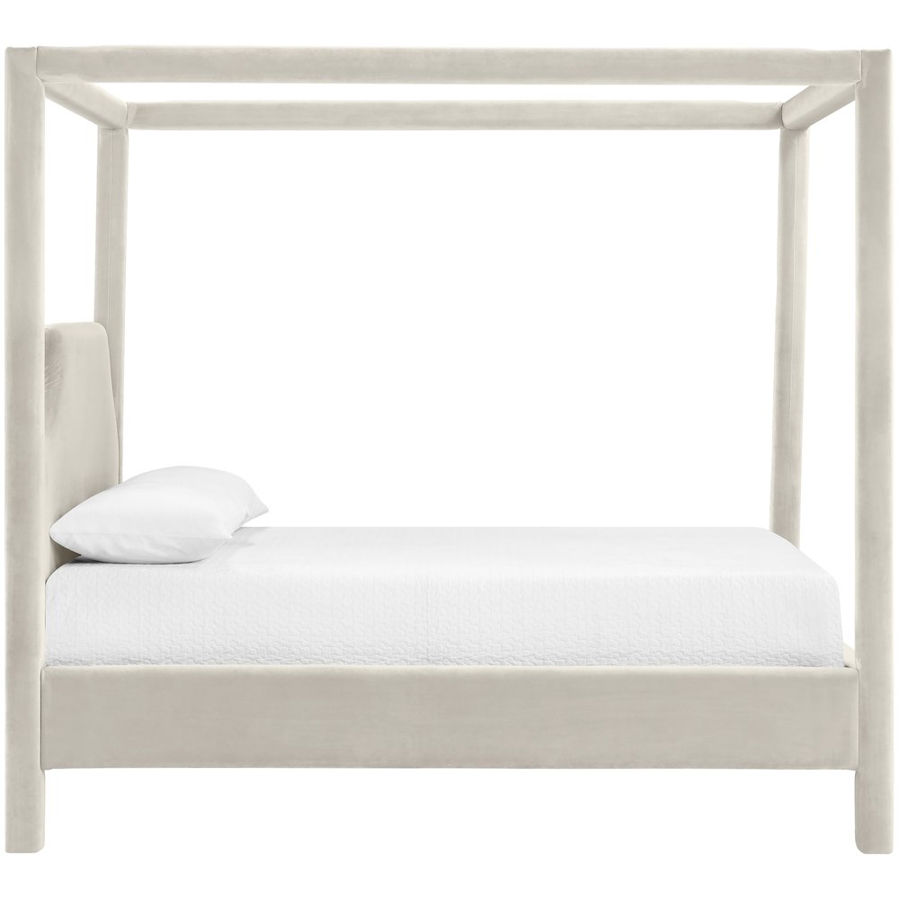 Dawson Cream Velvet Upholstered Queen Bed