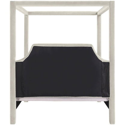 Dawson Cream Velvet Upholstered Queen Bed