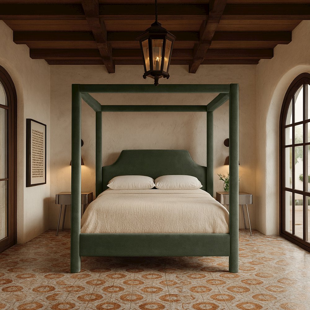 Dawson Green Velvet Upholstered Queen Bed