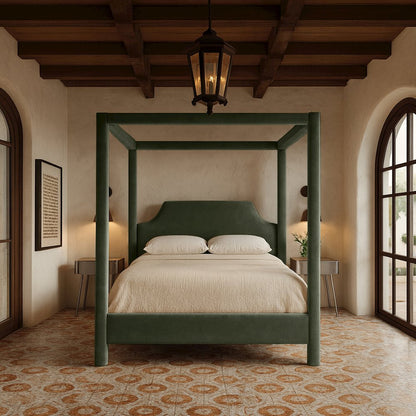 Dawson Green Velvet Upholstered Queen Bed