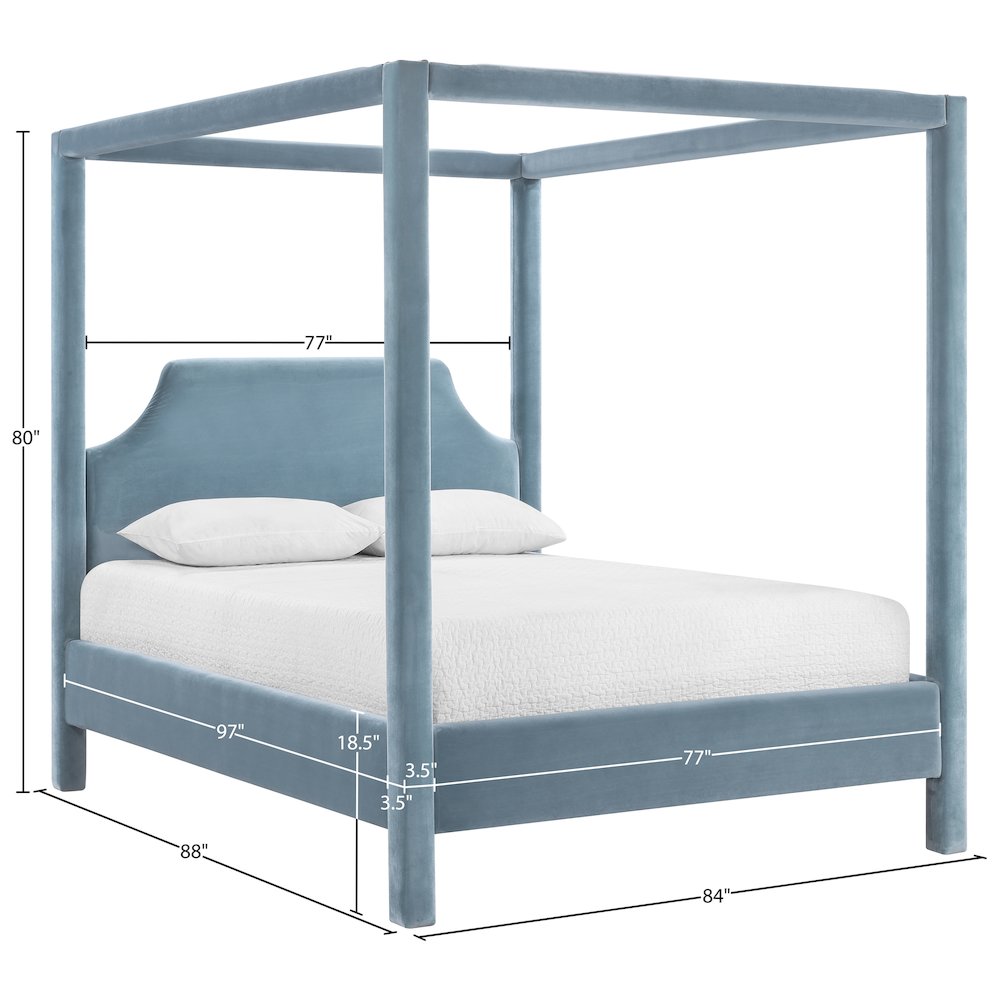 Dawson Light Blue Velvet Upholstered King Bed