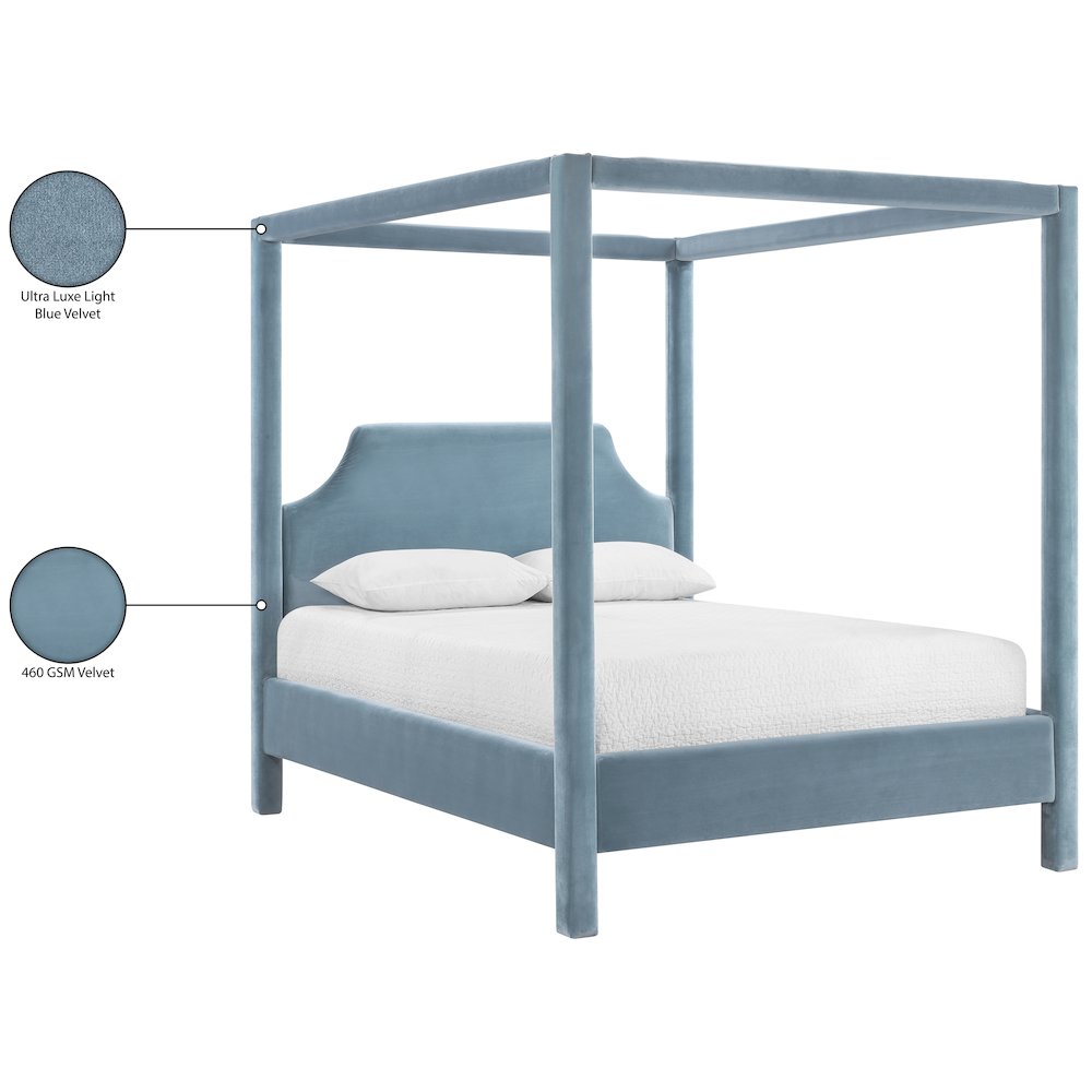 Dawson Light Blue Velvet Upholstered King Bed