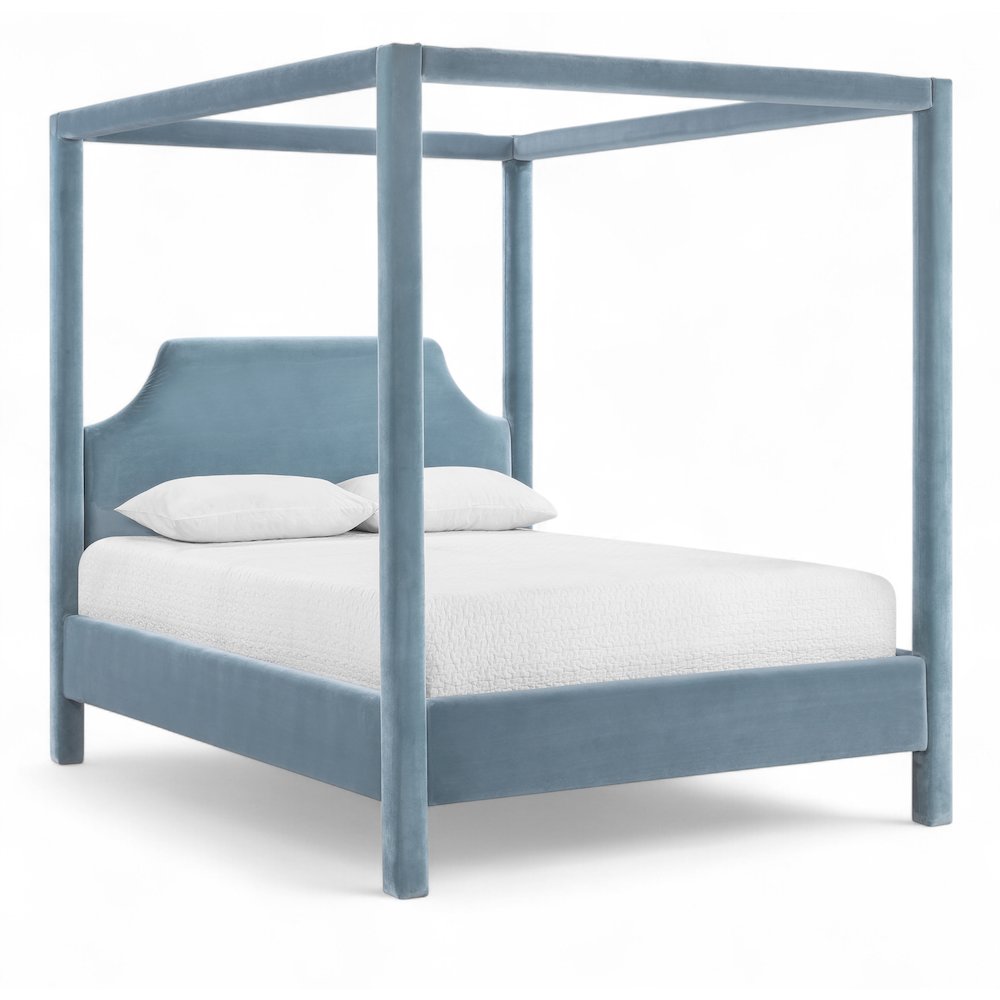 Dawson Light Blue Velvet Upholstered King Bed