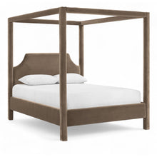 Dawson Taupe Velvet Upholstered Full Bed