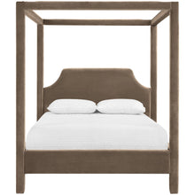 Dawson Taupe Velvet Upholstered Full Bed