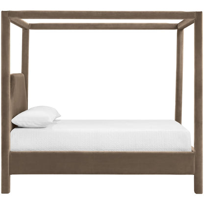 Dawson Taupe Velvet Upholstered Full Bed