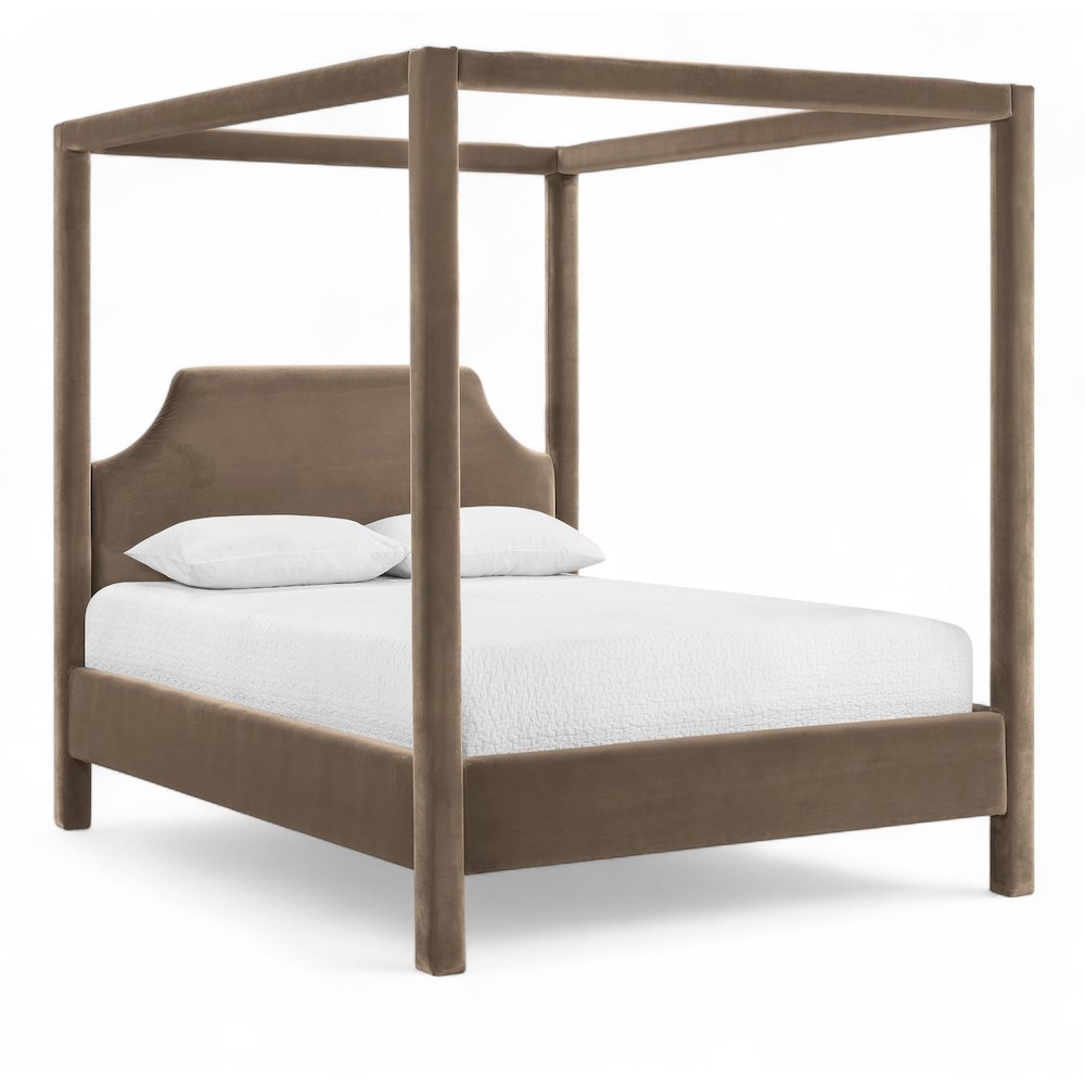 Dawson Taupe Velvet Upholstered King Bed