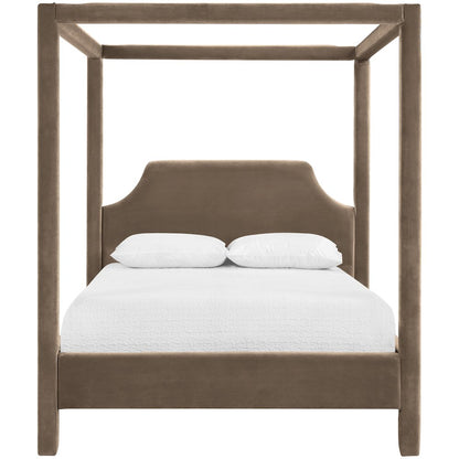 Dawson Taupe Velvet Upholstered King Bed