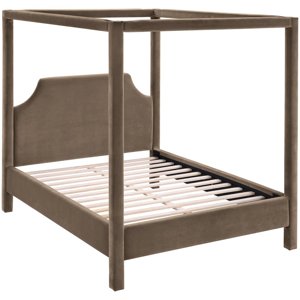 Dawson Taupe Velvet Upholstered King Bed