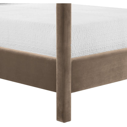 Dawson Taupe Velvet Upholstered King Bed