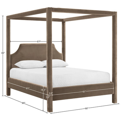 Dawson Taupe Velvet Upholstered Queen Bed
