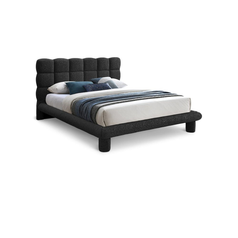 Deco Black Boucle Fabric Full Bed