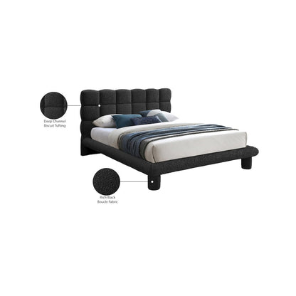 Deco Black Boucle Fabric Queen Bed
