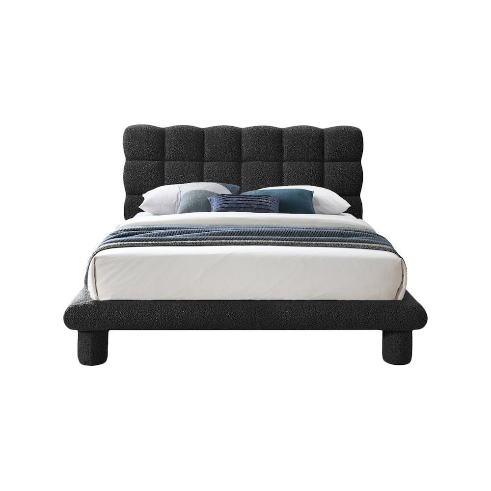 Deco Black Boucle Fabric Queen Bed
