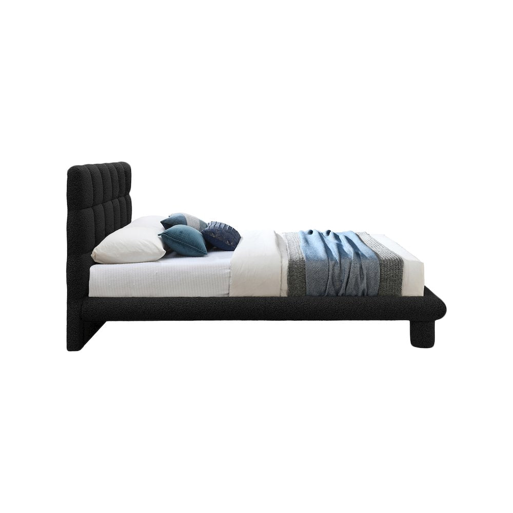 Deco Black Boucle Fabric Queen Bed
