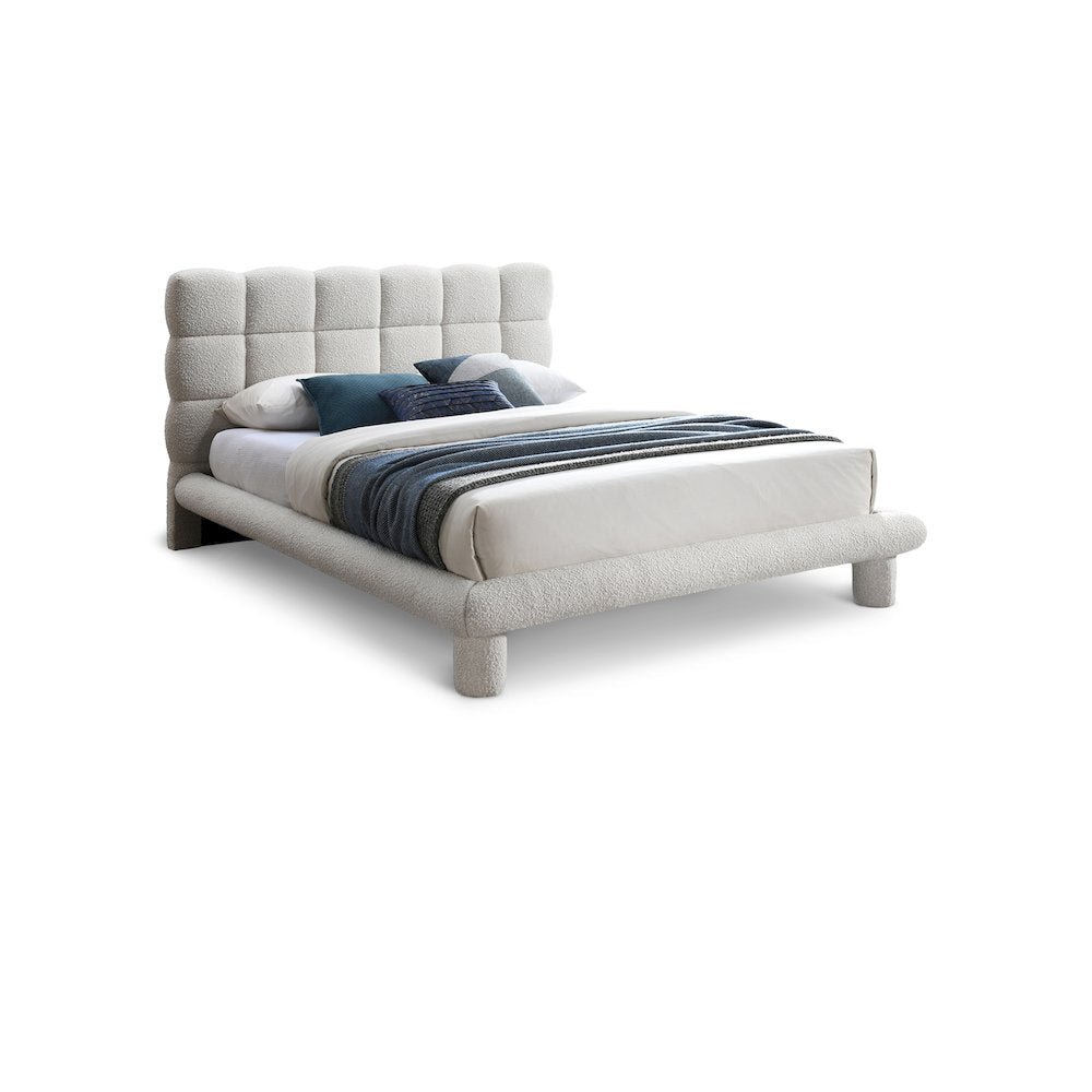 Deco Cream Boucle Fabric Full Bed