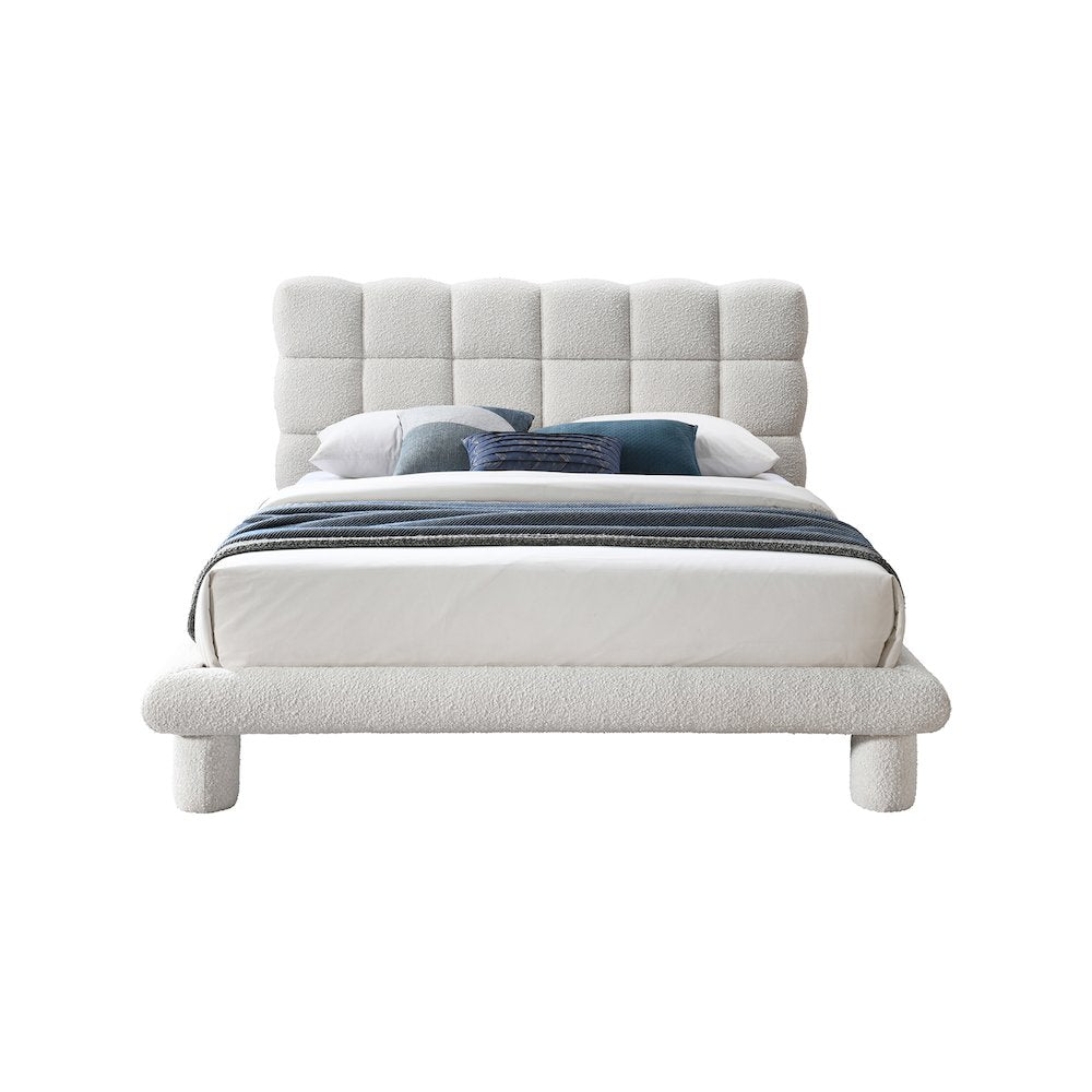 Deco Cream Boucle Fabric Full Bed
