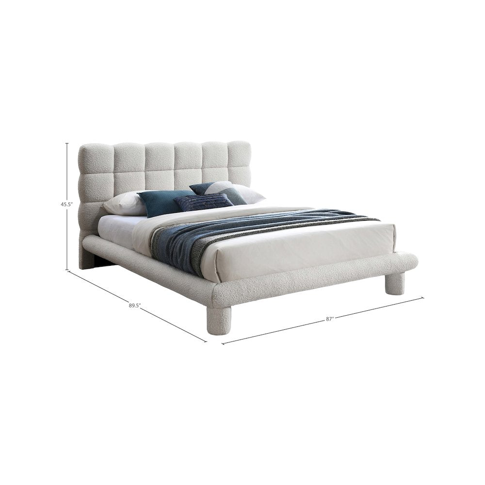Deco Cream Boucle Fabric King Bed