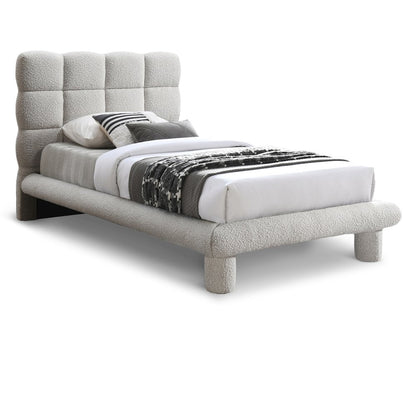 Deco Cream Boucle Fabric Twin Bed
