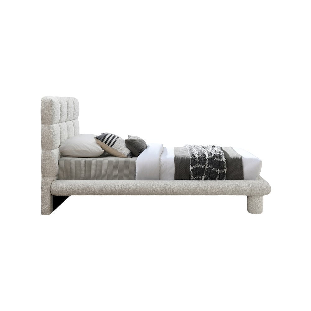 Deco Cream Boucle Fabric Twin Bed