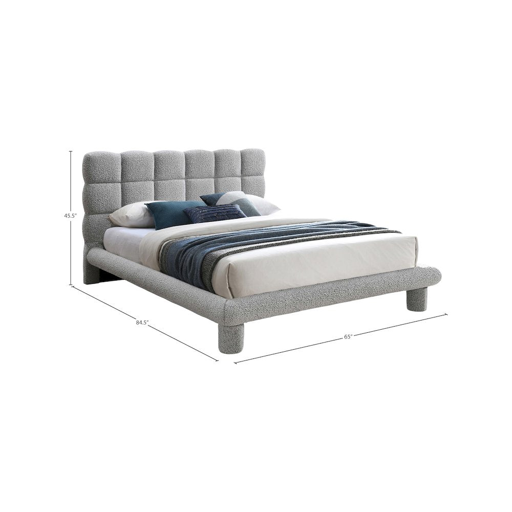 Deco Grey Boucle Fabric Full Bed