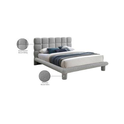 Deco Grey Boucle Fabric Full Bed