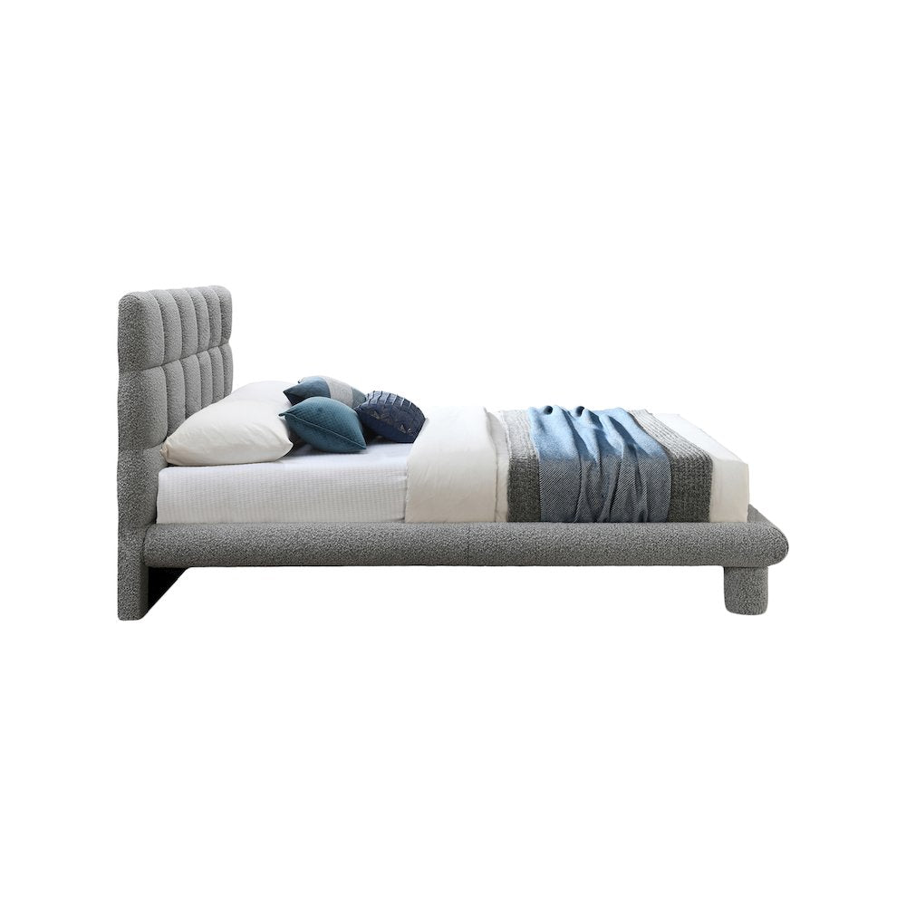 Deco Grey Boucle Fabric Full Bed