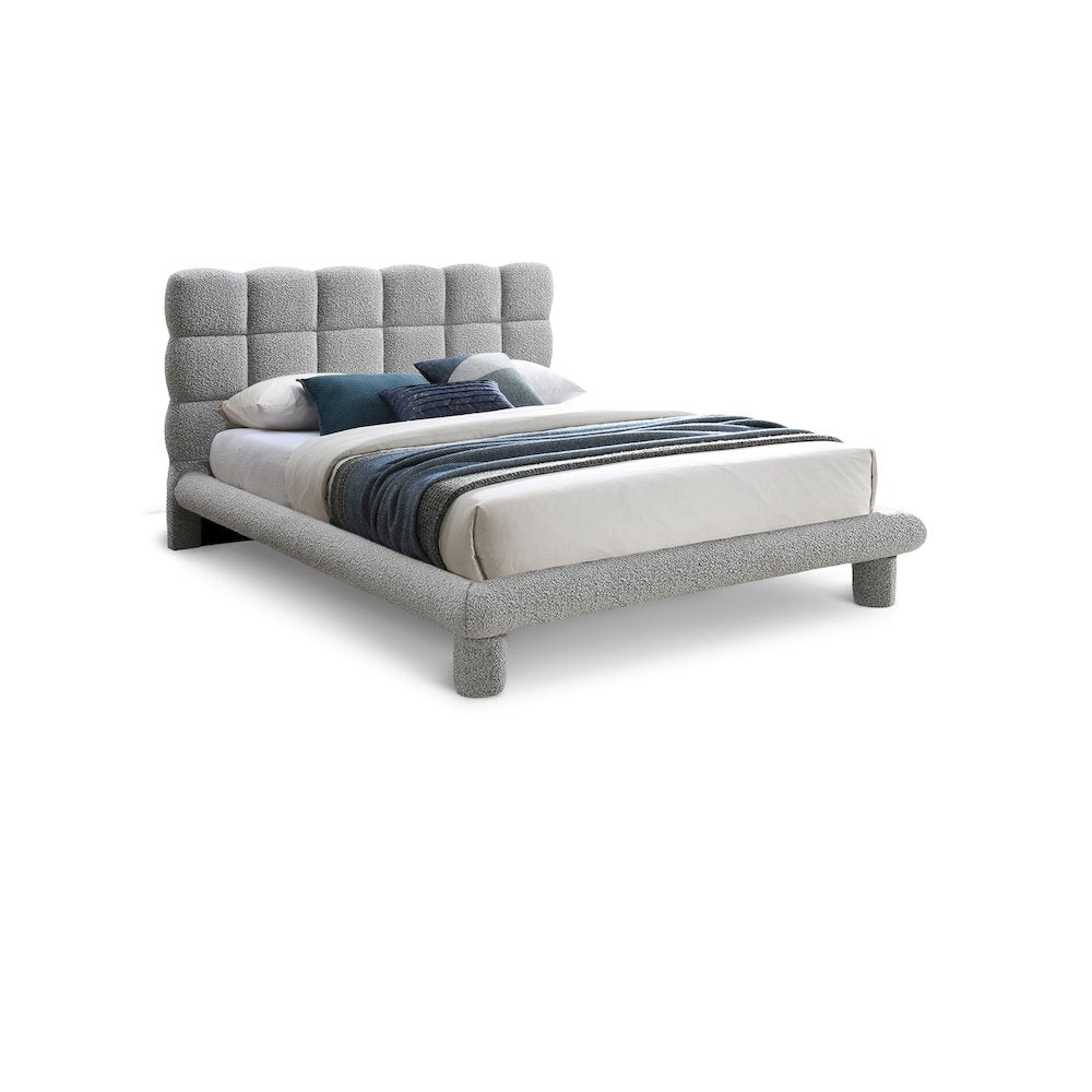 Deco Grey Boucle Fabric King Bed