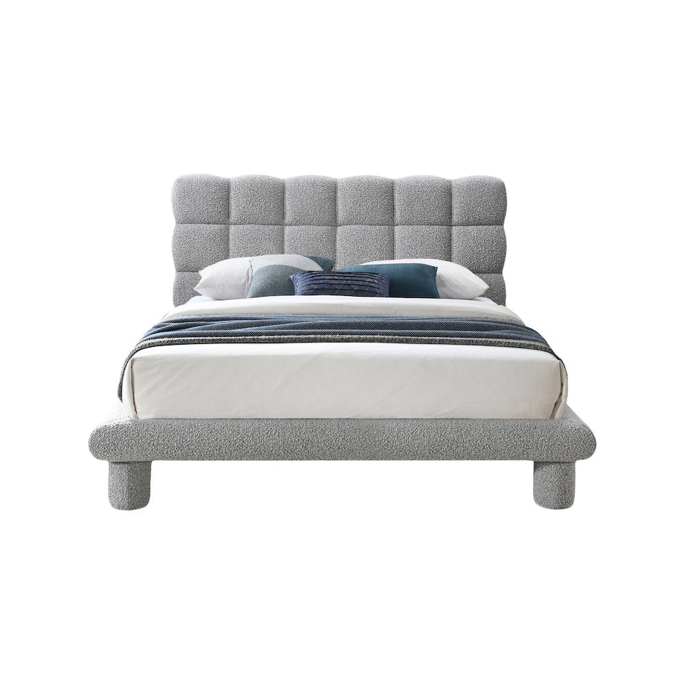 Deco Grey Boucle Fabric King Bed