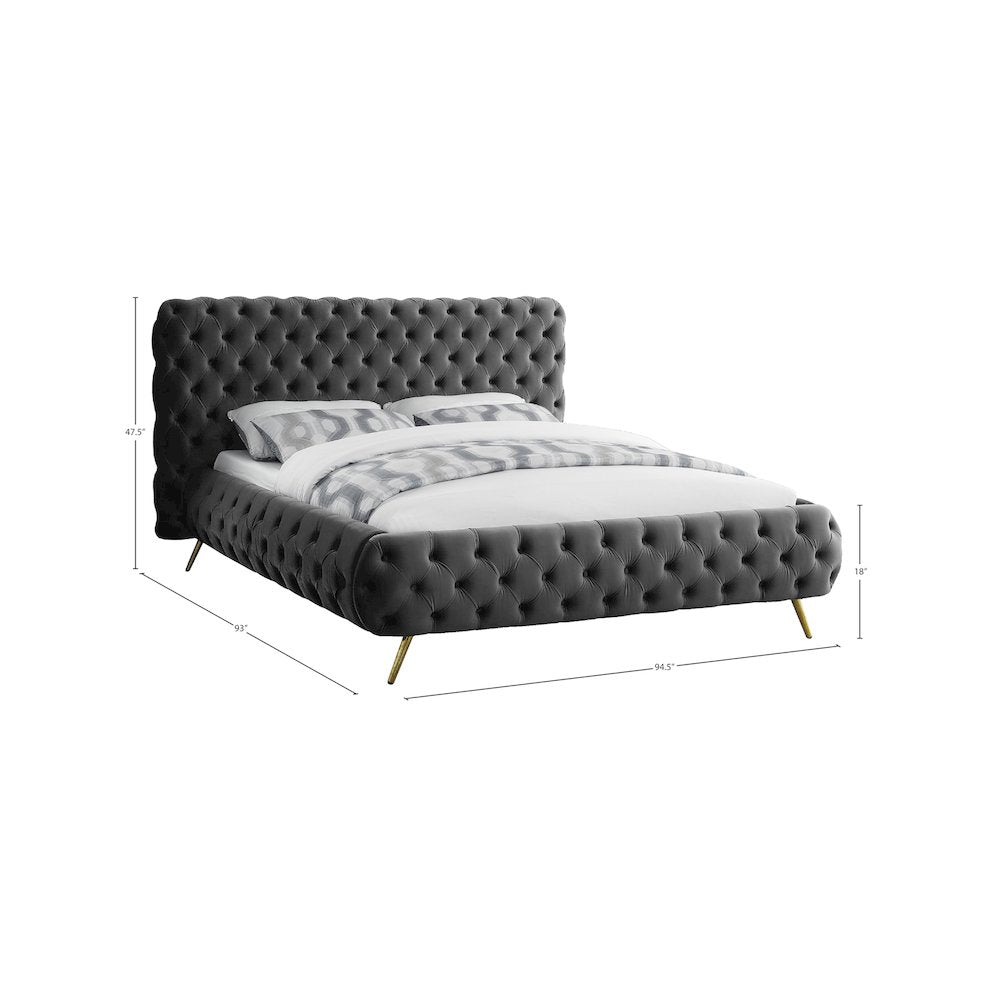 Delano Grey Velvet King Bed