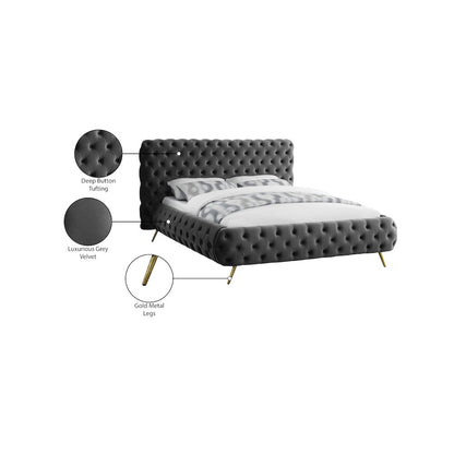 Delano Grey Velvet King Bed