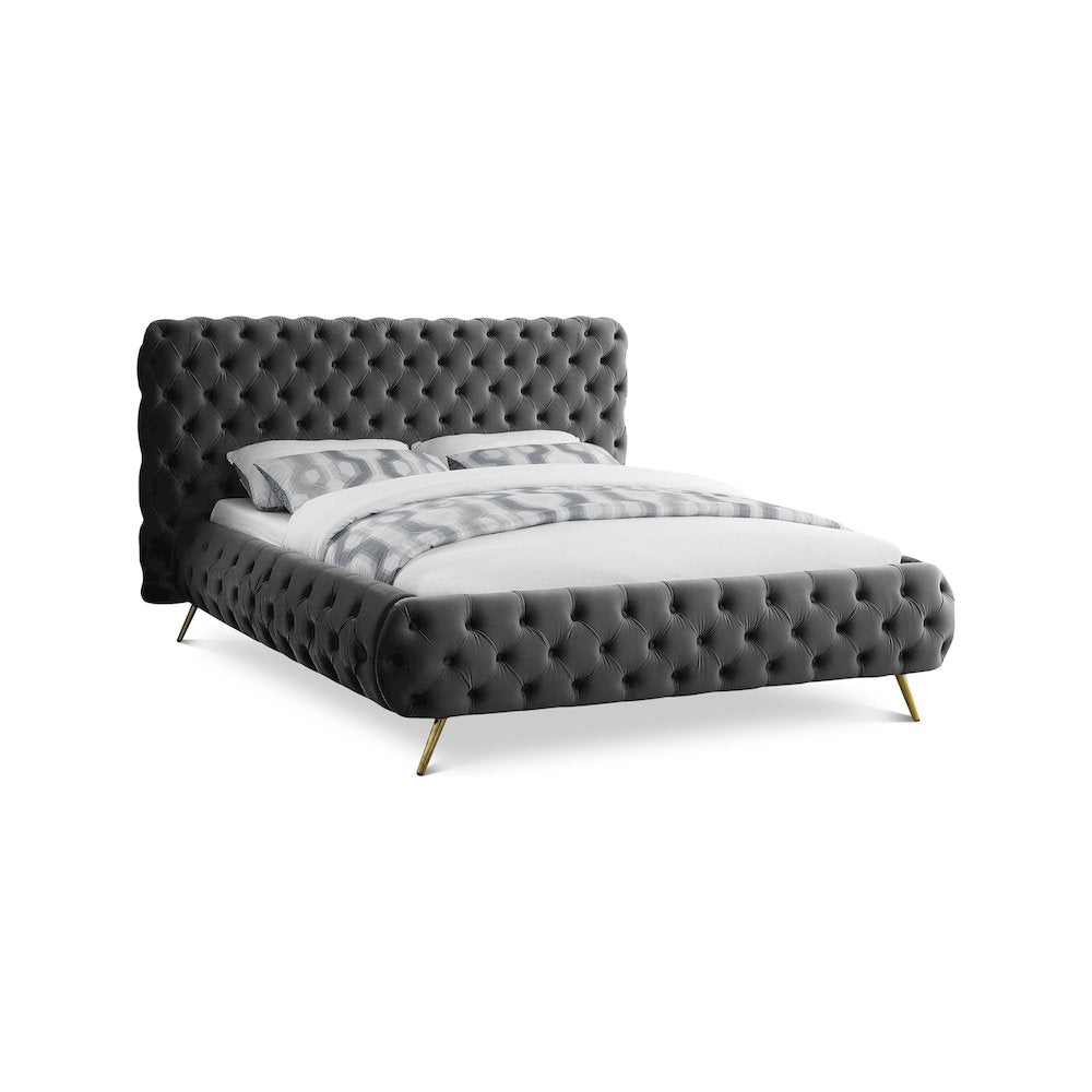 Delano Grey Velvet King Bed
