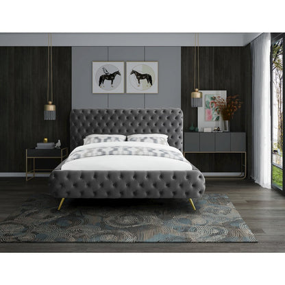Delano Grey Velvet King Bed