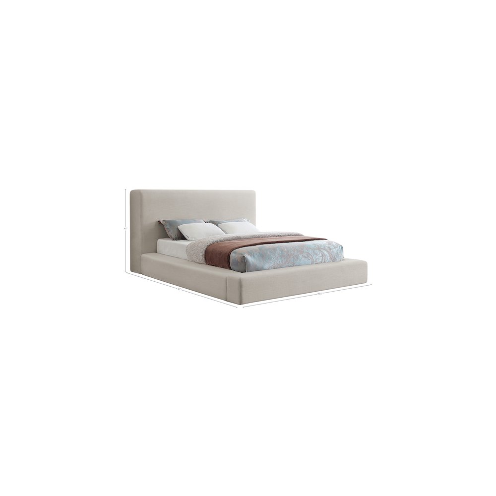 Devin Beige Linen Textured Fabric King Bed