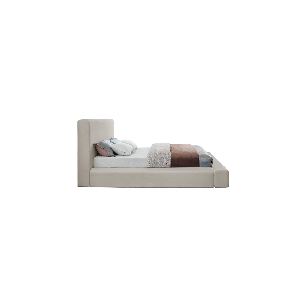 Devin Beige Linen Textured Fabric King Bed