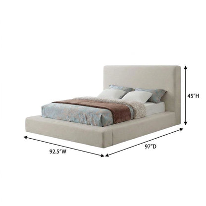 Linen Platform Bed Frame, with Storage, Beige Linen Textured Fabric, King