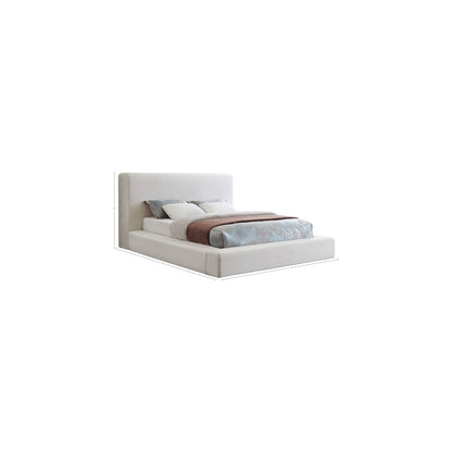 Devin Cream Linen Textured Fabric Queen Bed