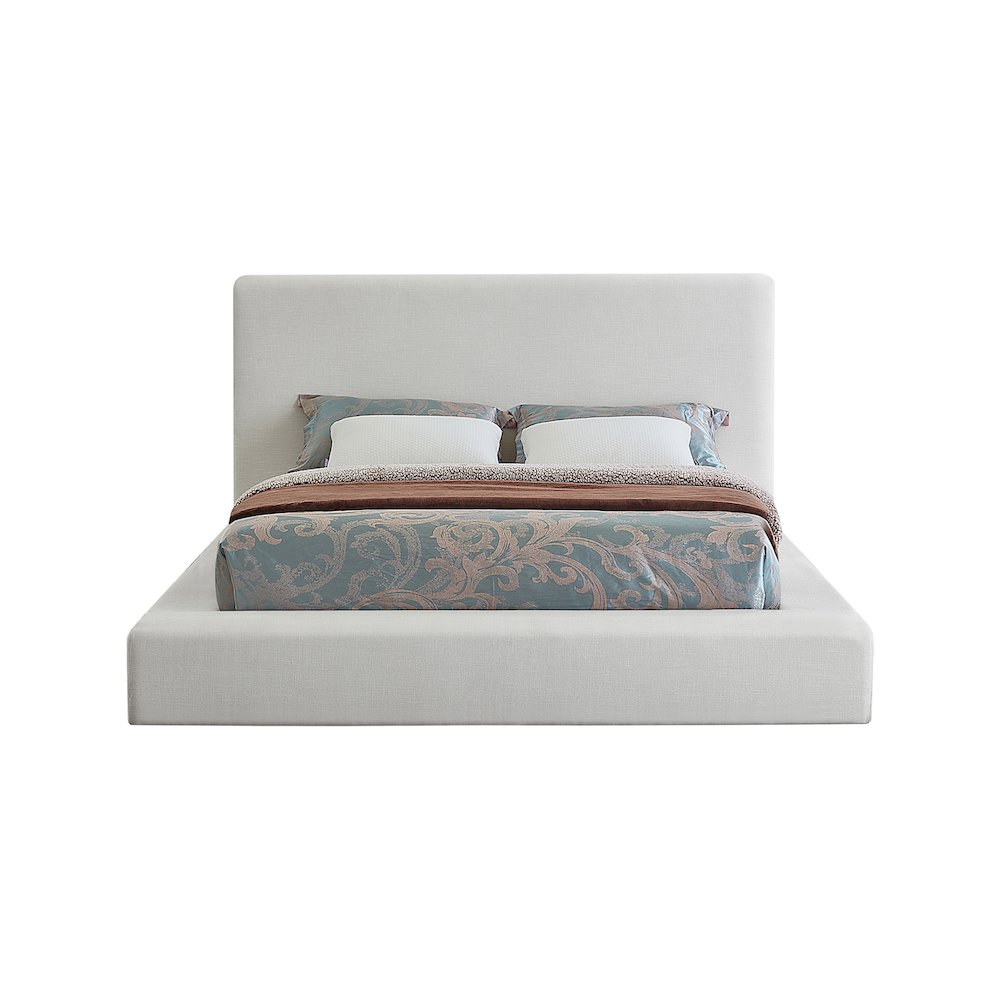 Devin Cream Linen Textured Fabric Queen Bed