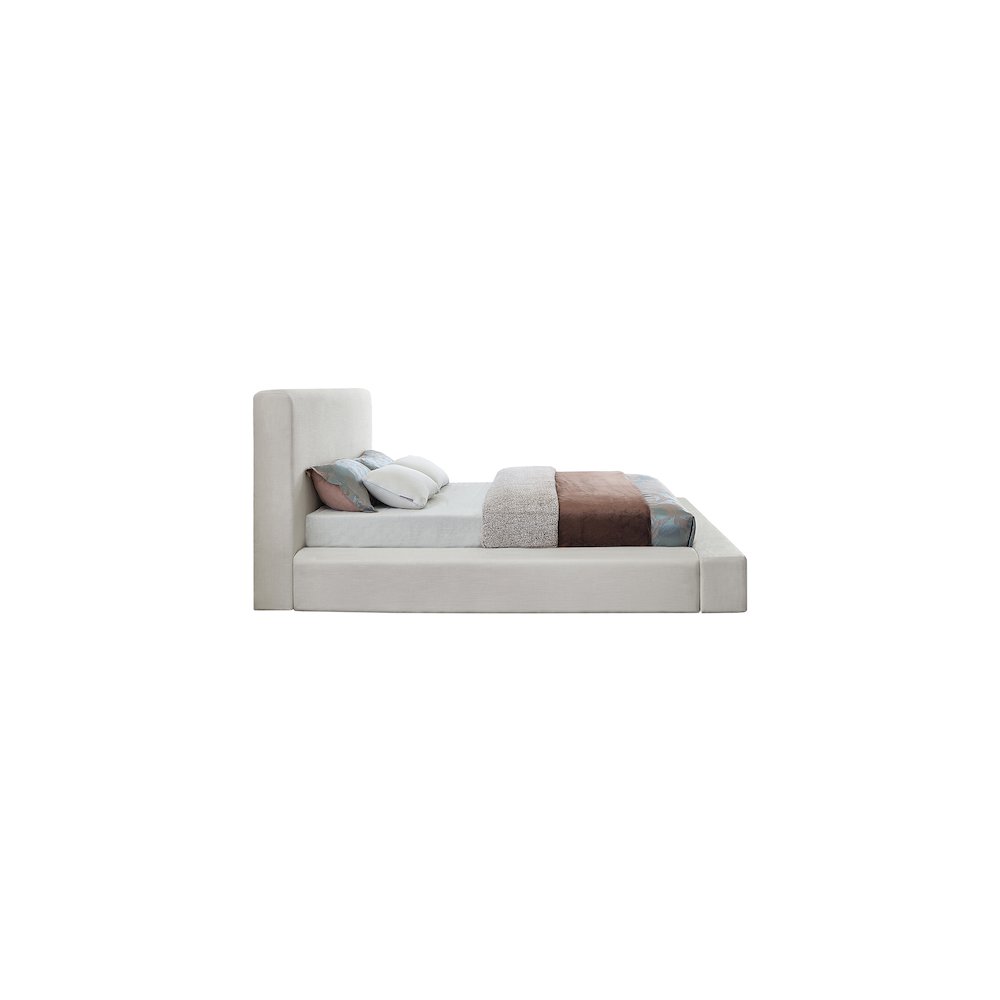Devin Cream Linen Textured Fabric Queen Bed