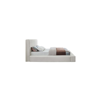 Devin Cream Linen Textured Fabric Queen Bed