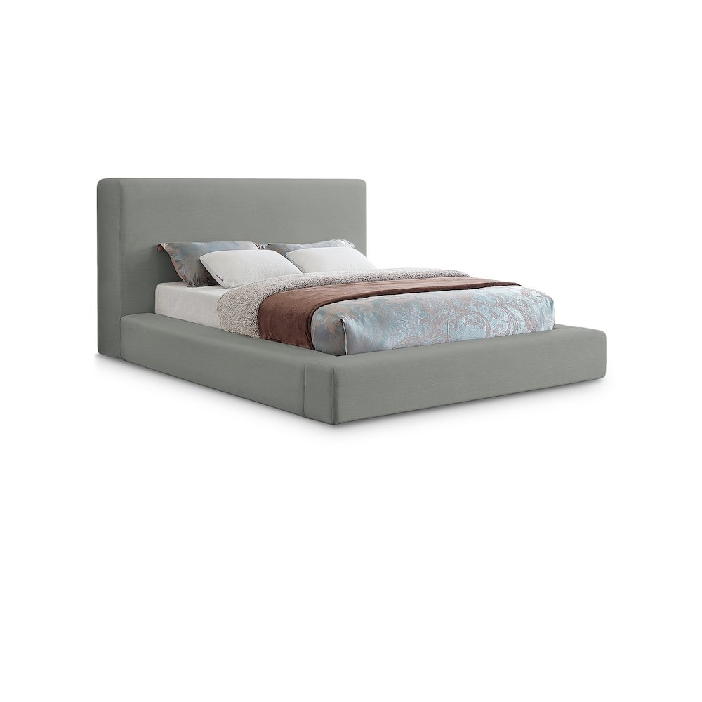 Devin Grey Linen Textured Fabric Full Bed