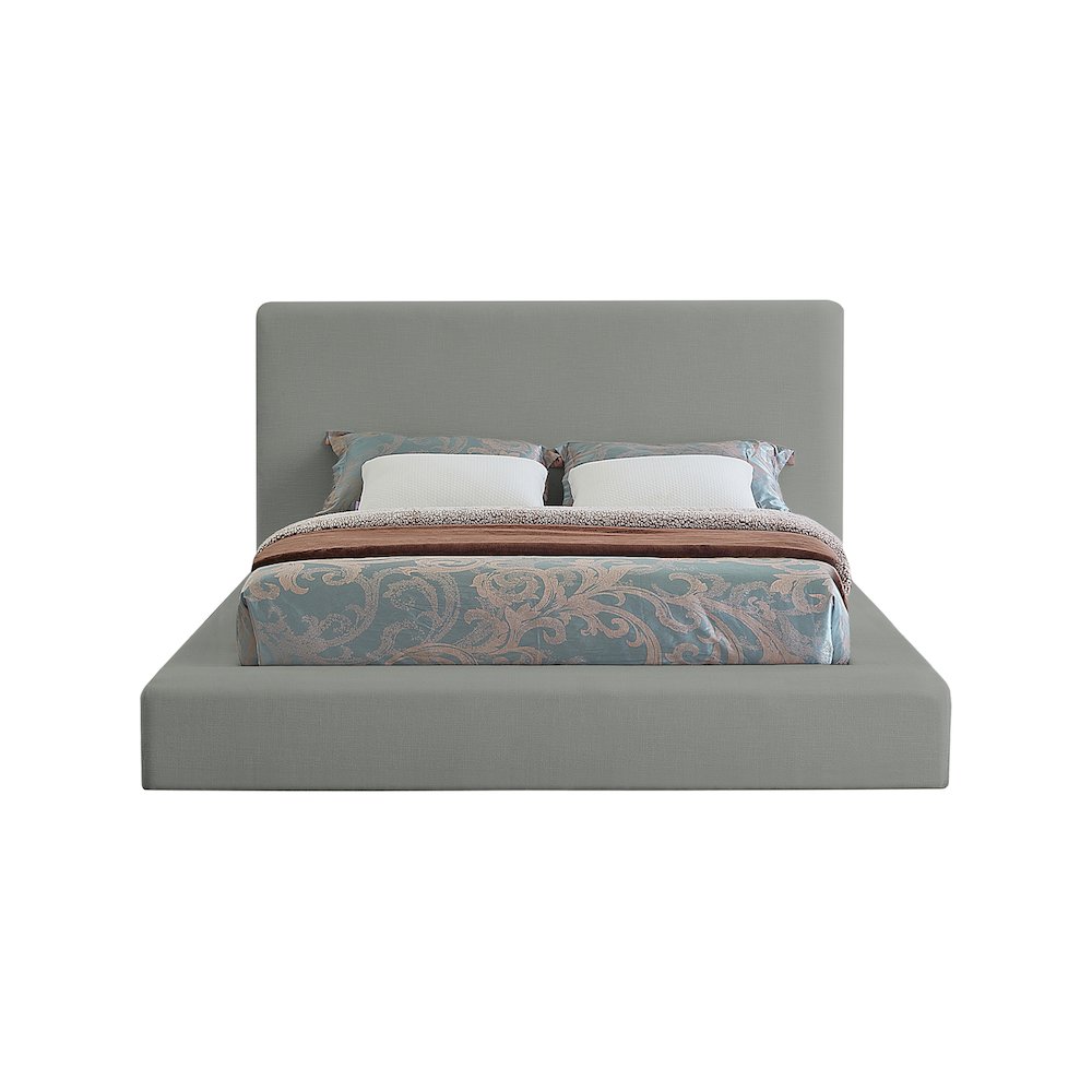 Devin Grey Linen Textured Fabric King Bed