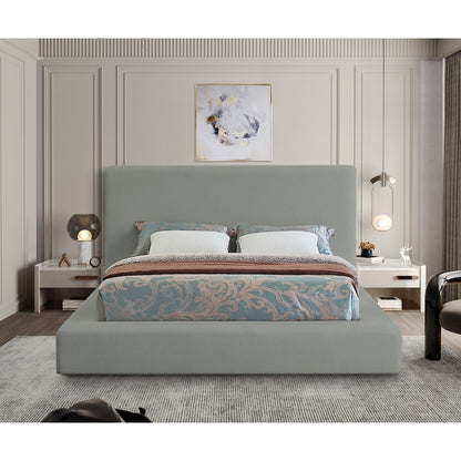 Devin Grey Linen Textured Fabric King Bed