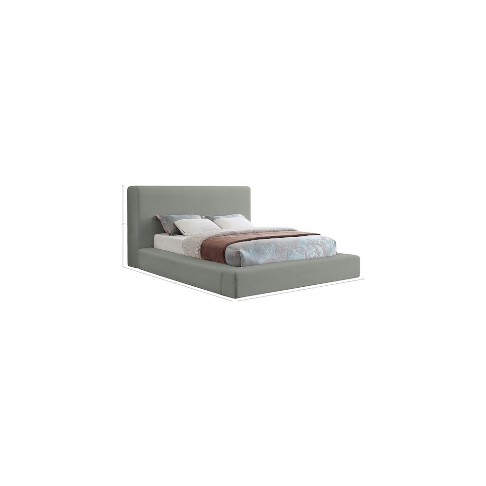 Devin Grey Linen Textured Fabric Queen Bed