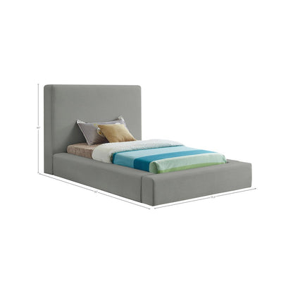 Devin Grey Linen Textured Fabric Twin Bed