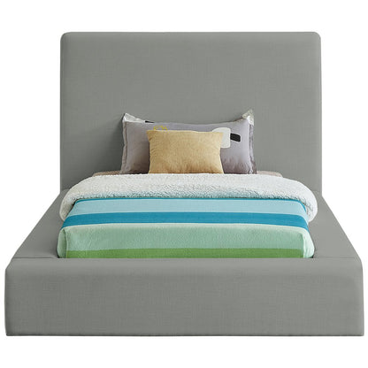 Devin Grey Linen Textured Fabric Twin Bed
