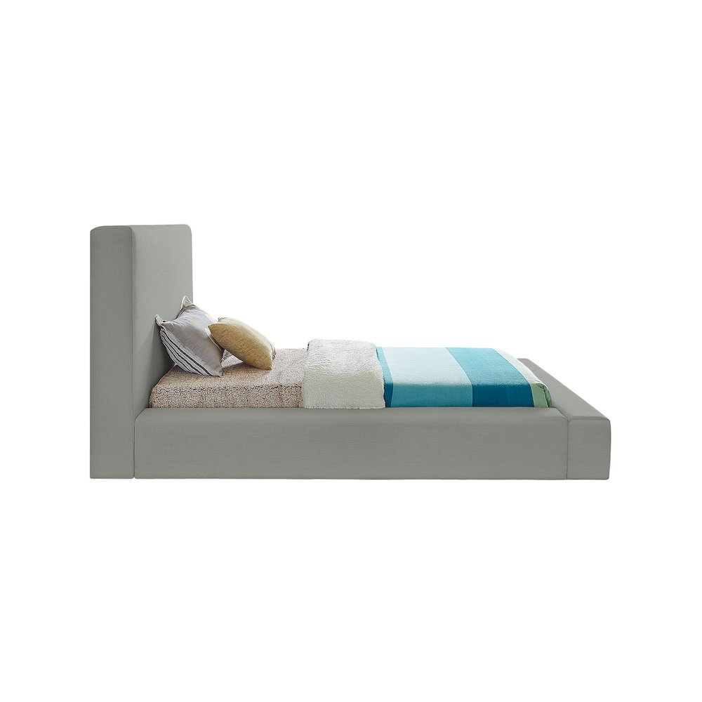 Devin Grey Linen Textured Fabric Twin Bed