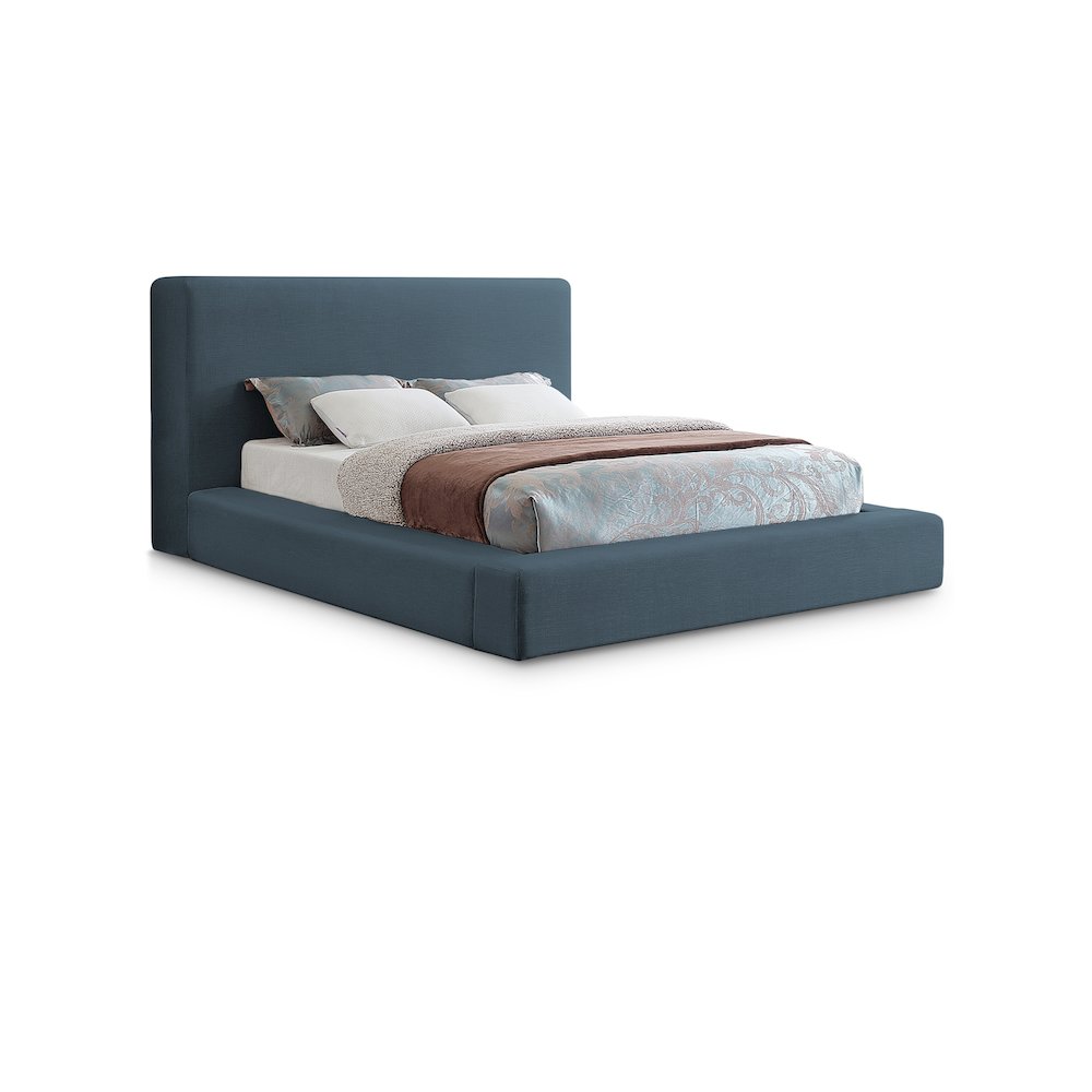 Devin Navy Linen Textured Fabric Full Bed